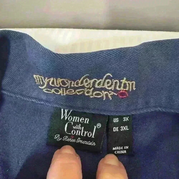 Ombré Jean Jacket 3X  Coastal Chic Navy White Nautical Vibes Soft Mermaidcore - Picture 5 of 10